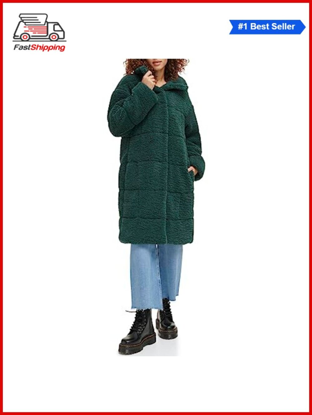 ✨ Levi's Patchwork Quilted Teddy Coat Sherpa Long Snap Button Pockets